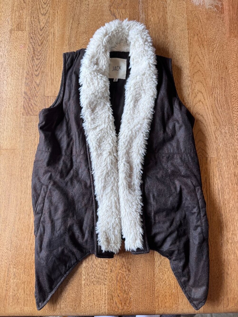 Jack Brown Faux Suede Vest Faux Fur Size Small
